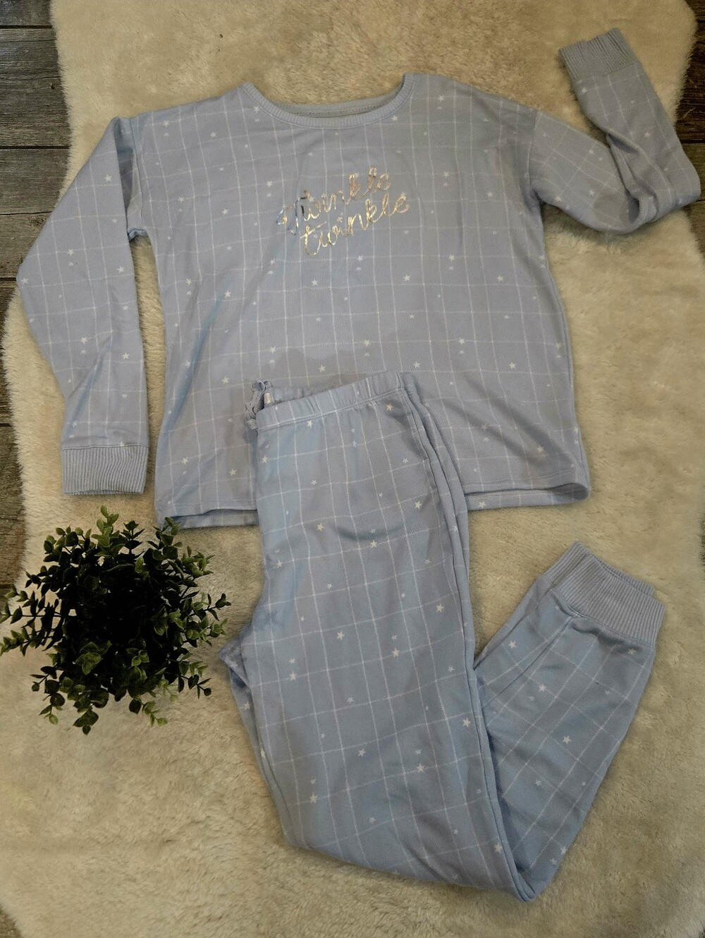 LC Lauren Conrad Blue Stars Twinkle Twinkle Soft Loungewear Pajamas, Size Medium